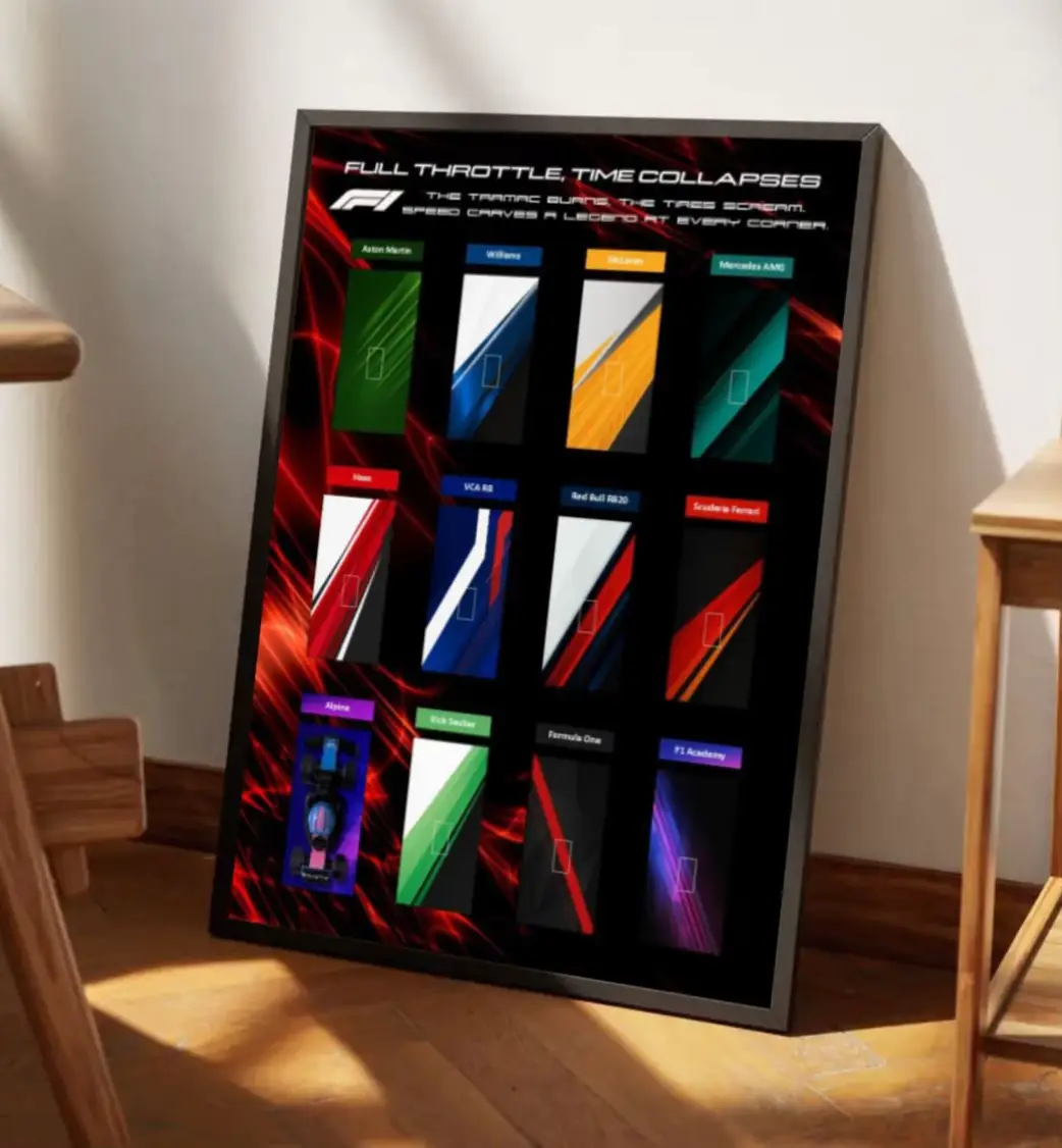 🚨 Voici une nouvelle affiche 30x40 cm (environ 12x16 pouces) pour exposer tes mini F1 LEGO 🏁 	•	12 emplacements, un design par écurie : Red Bull, Ferrari, Mercedes, McLaren, Aston Martin, Sauber, Alpine, Williams, Haas, RB… + F1 Academy et la voiture noire officielle. 	•	Chaque case a un repère pour coller une plate LEGO 2x1 et bien fixer la voiture. 	•	Une fois encadrée, le rendu est super propre. Tu la trouves stylée ? 😏 👉 Dispo en lien bio ou en DM. #f1lego #minif1 #legodisplay #displaymyride #formule1 #lego #formula1 #formulaone #legocustom #legospeedchampions #legotechnic 