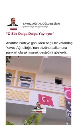 “O Söz Dalga Dalga Yayılıyor” Anahtar Parti’ye gönülden bağlı bir vatandaş, Yavuz Ağıralioğlu’nun sözünü balkonuna pankart olarak asarak desteğini gösterdi. #anahtarparti #yavuzağıralioğlu #öcalanhangikapınıni̇ti̇di̇r 
