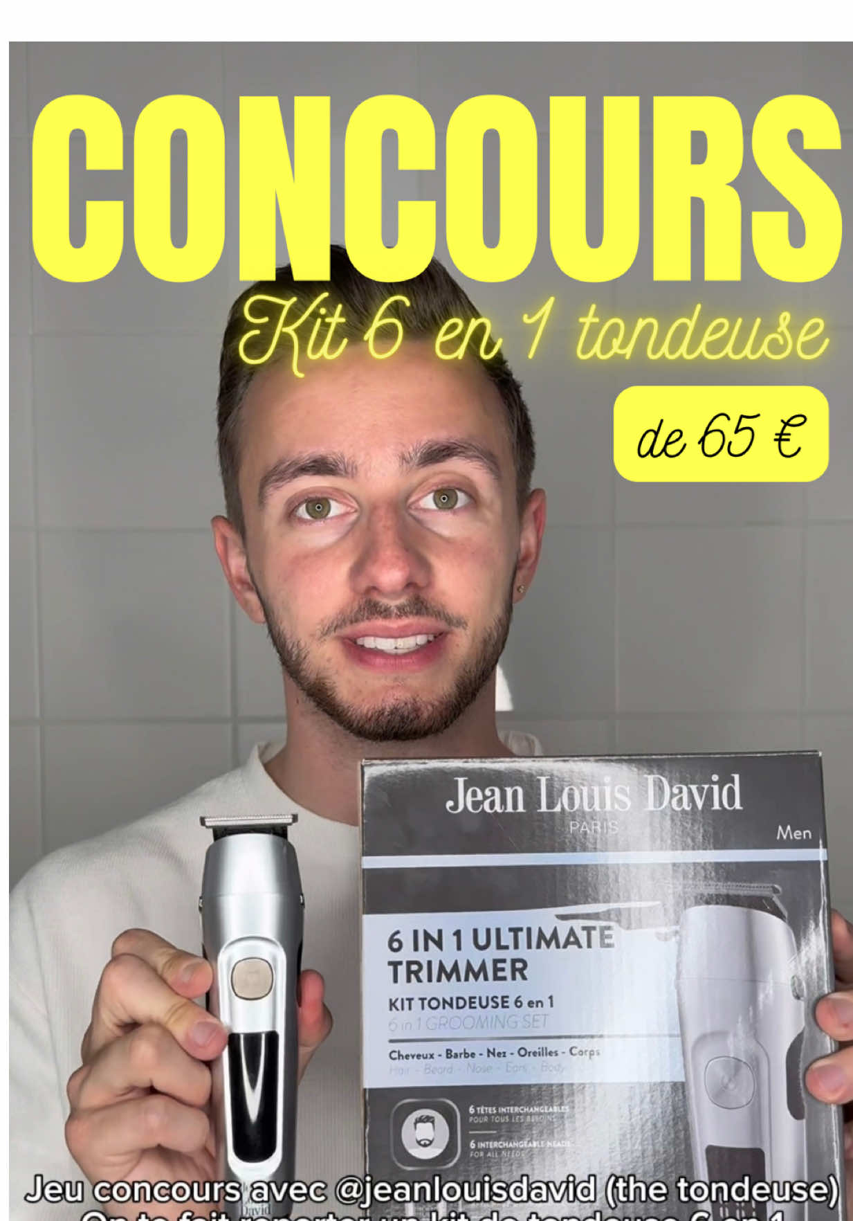 🎁 CONCOURS 🎁 Jean Louis David & moi on te fait gagner cette tondeuse Multi 6 en 1 (valeur 64,90€) 🧔‍♂️💈 Pour participer : 1️⃣ Sois abonné à moi + @jld__beauty  2️⃣ Mentionne 2 potes en commentaire  🔁 Republie la vidéo   Bonne chance 🍀  #concours #jeanlouisdavid #tondeuse #jld 
