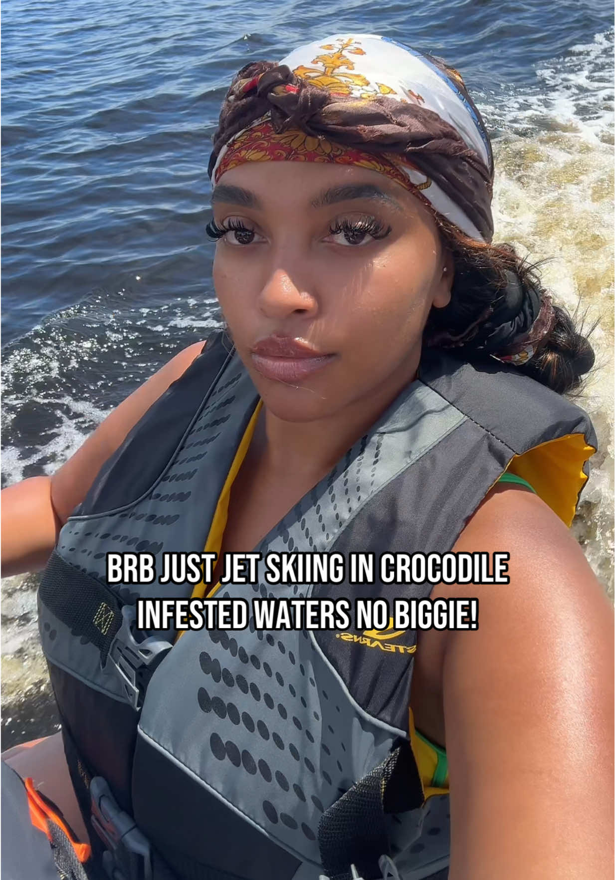 I told them I friend not food & they listened🥹 #crocodile #alligator #florida #southwestflorida #infested #scared #nobiggie #miamiflorida #fortmyersflorida #fortlauderdale #everglades #jetski #jetskiing #joking #relax 