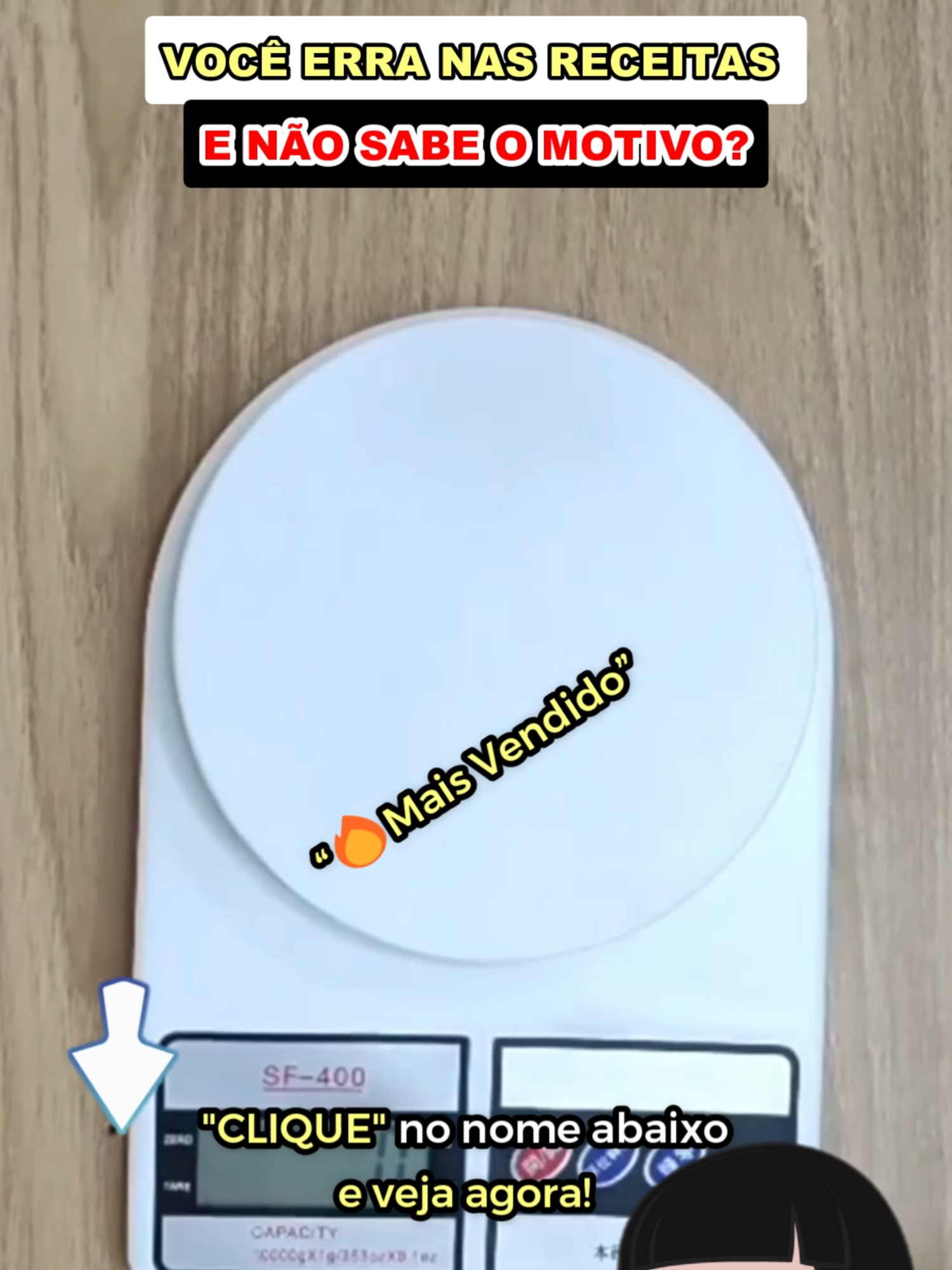 Balança Digital de Cozinha SF-400 Alta Precisão com Capacidade de até 10kg com Visor LCD e Função Tara para Receitas e Medidas Exatas #tiktokshop #TikTokShopChegou #tiktokshopchegou