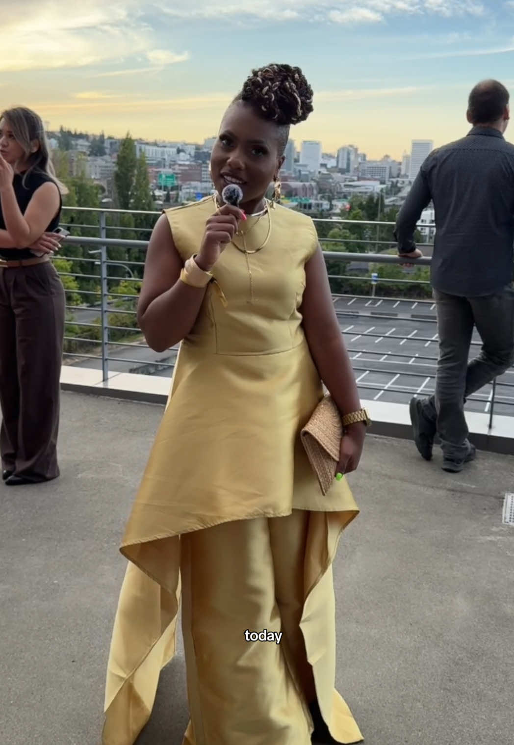 Replying to @Fashion District NW Pt 3: what PNWers wore to the Couture and Cars Fashion Show. This outfit earned a gold star rating from us! #whatareyouwearing #stylistoutfitinspo #goldoutfitideas #fashionshowoutfit 