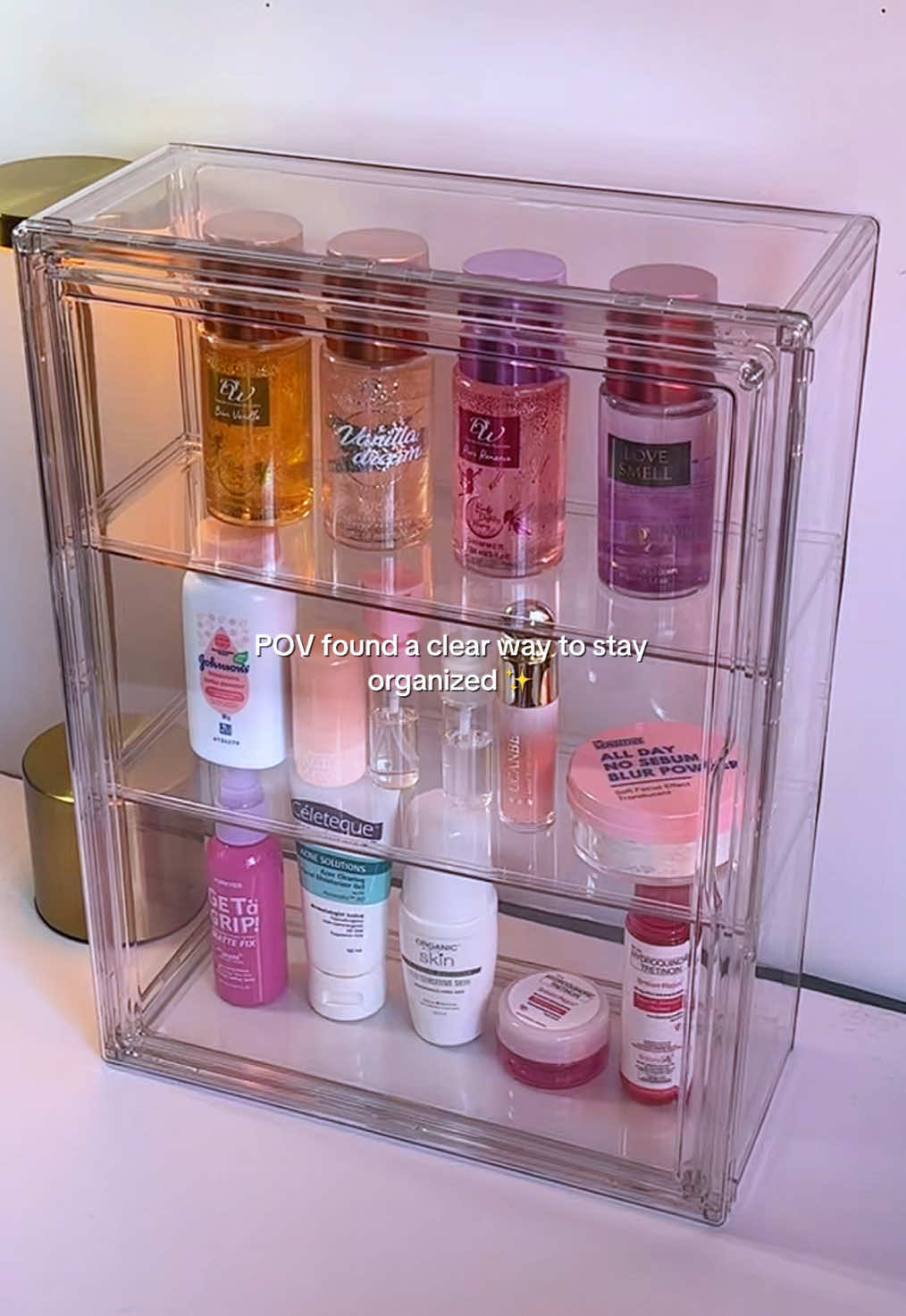 part 1211| found a wclear way to organized ✨🤩 #storagebox #storage #organizer #storageorganizer #transparentorganizer #transparentstoragebox #organizerideas #homeessentials #acrylicstorage #makeuporganizer #recosbyella🔎 #trending 