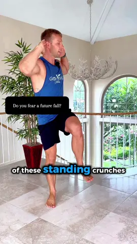 A couple of minutes day could end up saving your life - take your balance practice seriously and modify this by using a chair if needed! 😃👍 #fitnesstips #seniorliving #balance #fallprevention