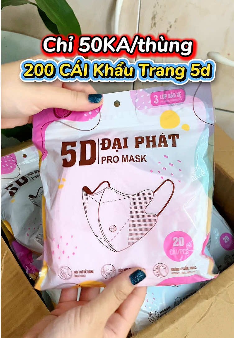 Khẩu trang 5d Đại Phát thùng 200 cái chỉ có 50 cành hời quá luôn #khautranggiare79 #khautrang #xuhuong #khautrang5d #khautrangdaiphat 