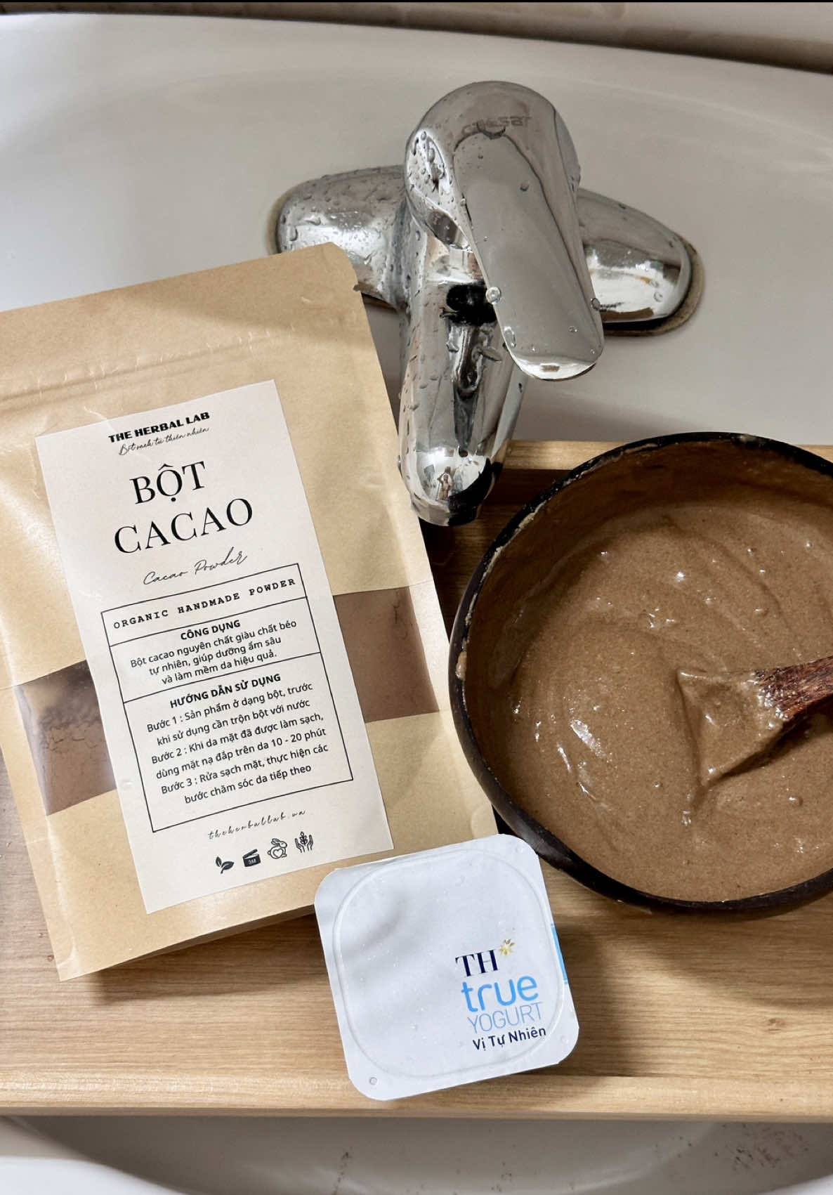 Dưỡng da sáng hồng, mềm ẩm mịn màng với bột cacao 🧚🏻🛁🚿 #theherballab #bodycare #bodycareroutine #botthaomoctamtrang #botthaoduoc #chamdabody 