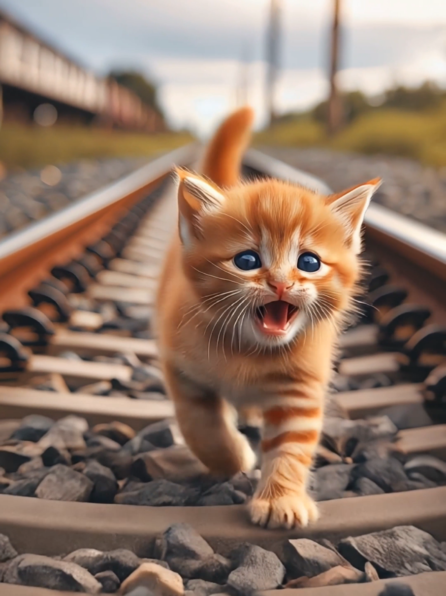 The Kitten Who Found a Baby on the Tracks #catstory #animation 