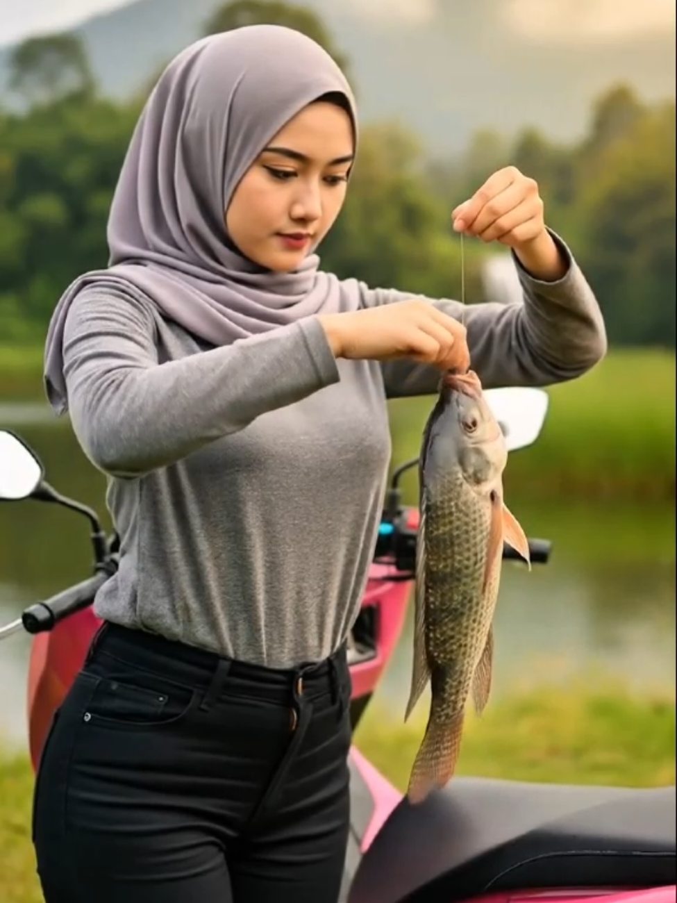 Strike Nila Babon #mancingmania #cewekmancing #fypシ゚viral #trending #ootdhijab #outfithijab #aicreator 