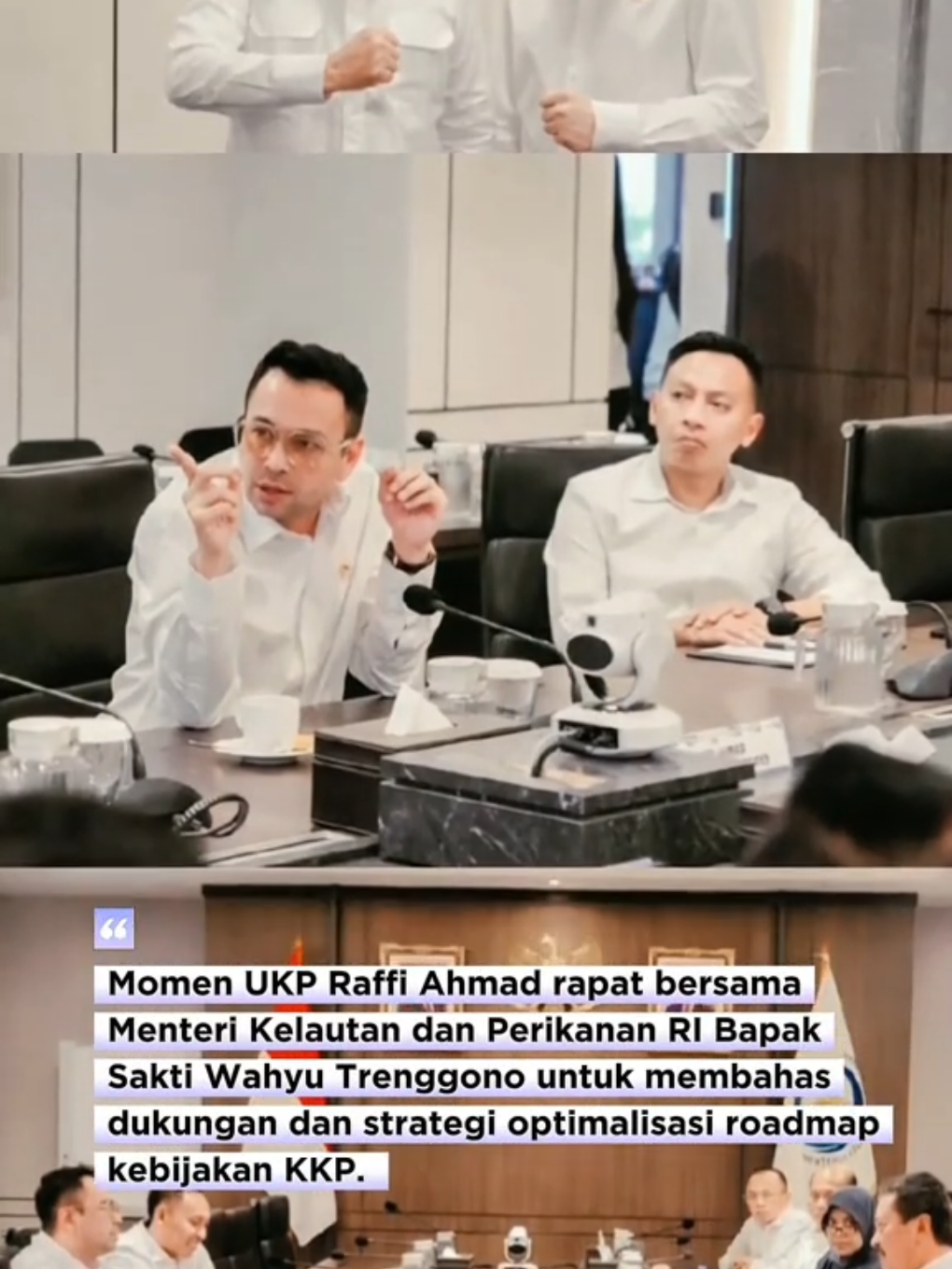 Momen UKP Raffi Ahmad rapat bersama Menteri Kelautan dan Perikanan RI Bapak Sakti Wahyu Trenggono untuk membahas dukungan dan strategi optimalisasi roadmap kebijakan KKP.  #raffiahmad #utusankhususpresiden #ukpraffiahmad #raffiorangbaik #raffikayahati #raffinagita #nagitaslavina #raffinagita1717 #raffi #nagita #viral #fyp #foryou #foryoupage #fypage 