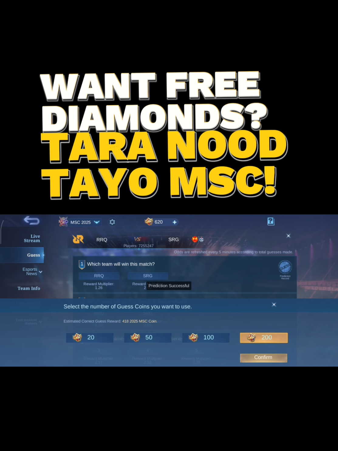TARA GUYS NOOD TAYO MSC sa @mlbbesports_official ! abang tayo sa free dias at suportahan ang TLPH and ONICPH #MLBBALLSTAR #MLBBDinoPlanet #MLBBMysticMeow 