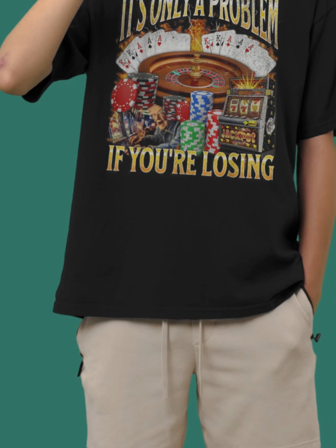 Only A Problem If You're Losing Funny Gambling Bootleg T-Shirt 🫰 #giftidea #tshirts #tshirt #tiktokshop #funnyshirt #gambling #gamblingaddictionawareness