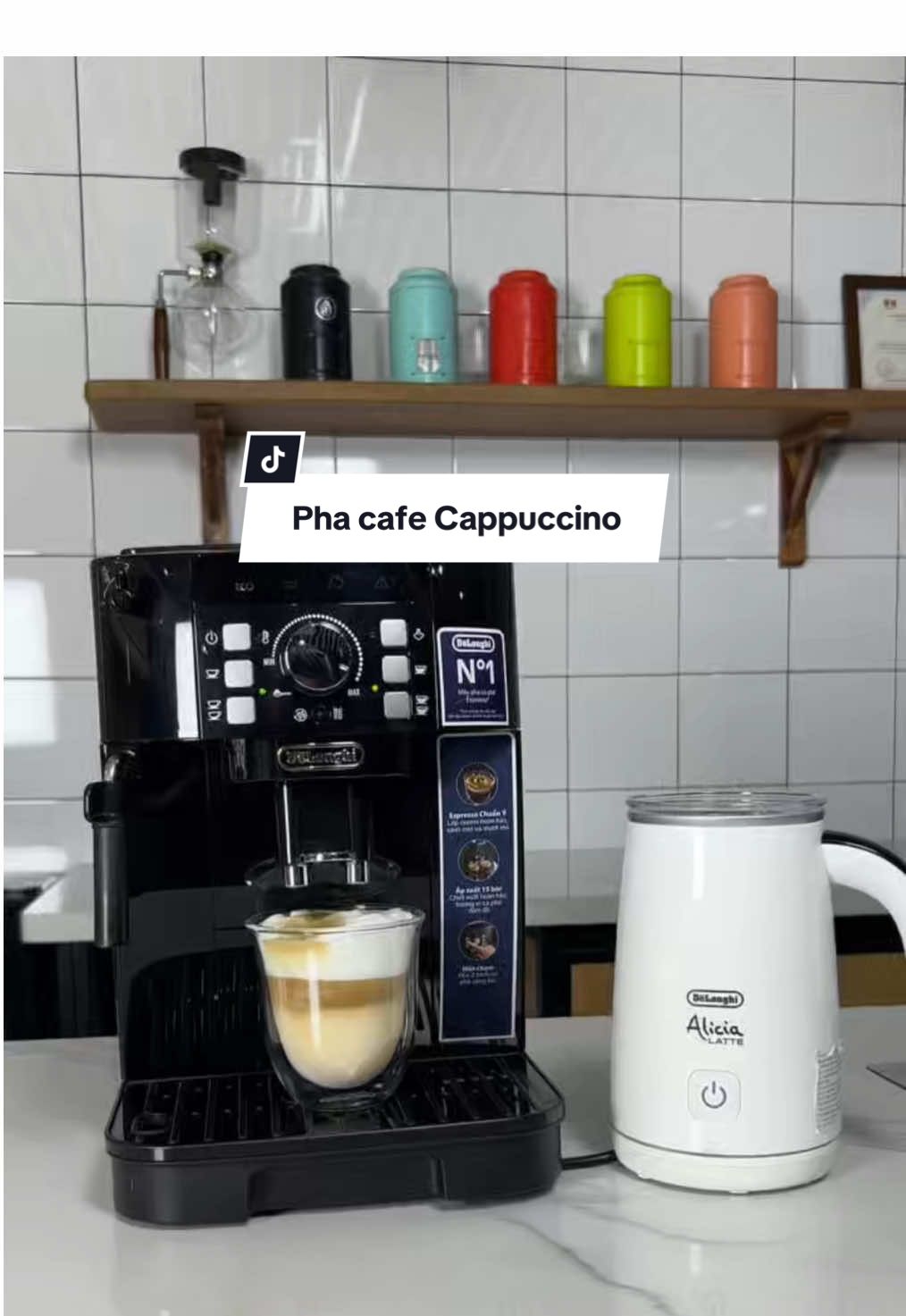 Pha cappu tại nhà với máy đánh sữa tự động EMF2 của De’Longhi 🥛 #perfettovietnam #xuhuong #mayphacafe #cafe #cappuccino #coffeetiktok #coffeelover 