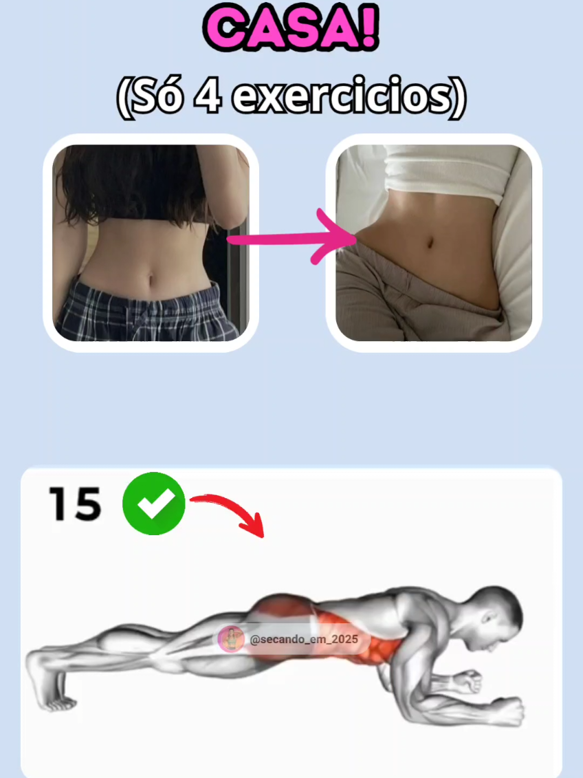 Faça esses 4 exercicios em casa para ter uma cintura fina 🌷 #treinoemcasa #gym #academia #treino #cintura 