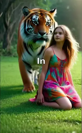 A girl plays with a tiger in the jungle #fallow me think 