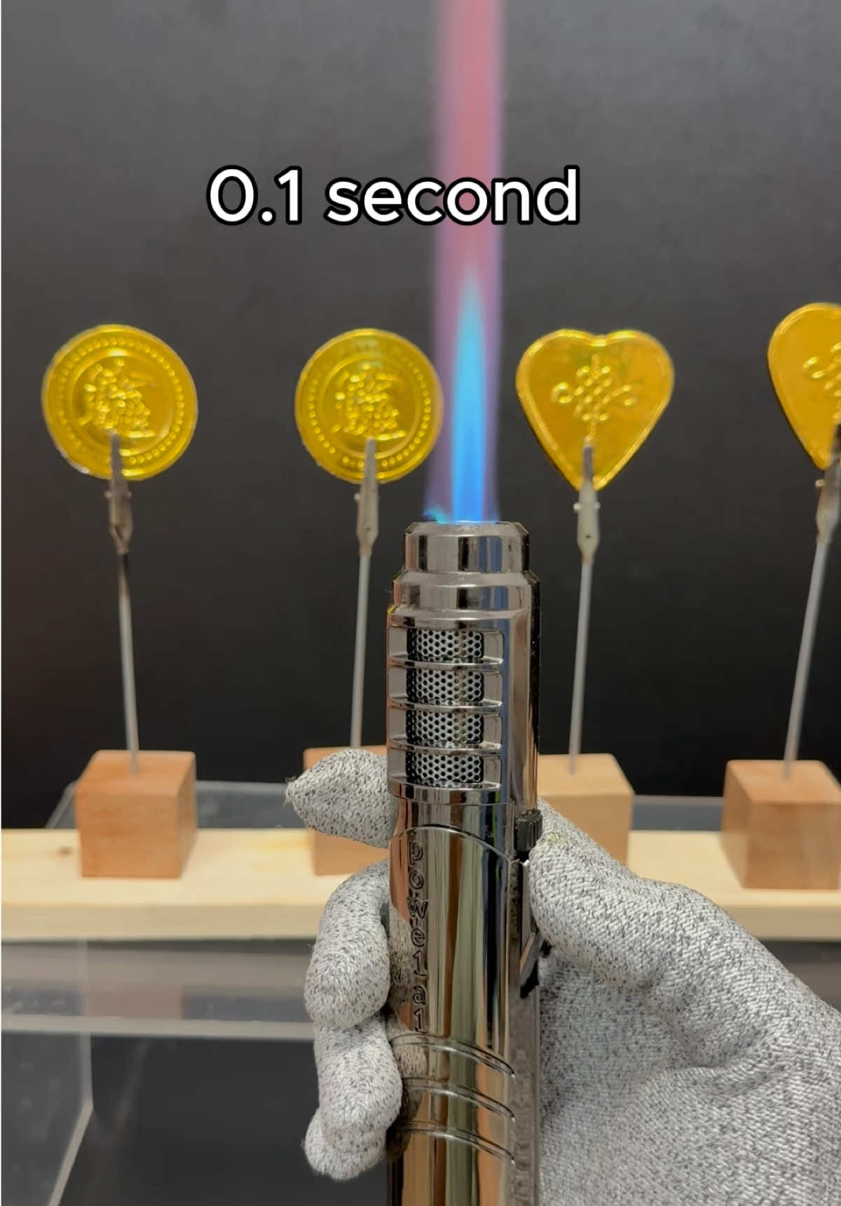 Powerful Lighter vs Golden Chocolate#satisfying #experiment 