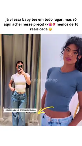 Já vi essa baby tee em todo lugar, mas só aqui achei nesse preço! 👀 #babytee #babylook #modafeminina #blogueirinha #achadinhos #shopee #tiktokshop 