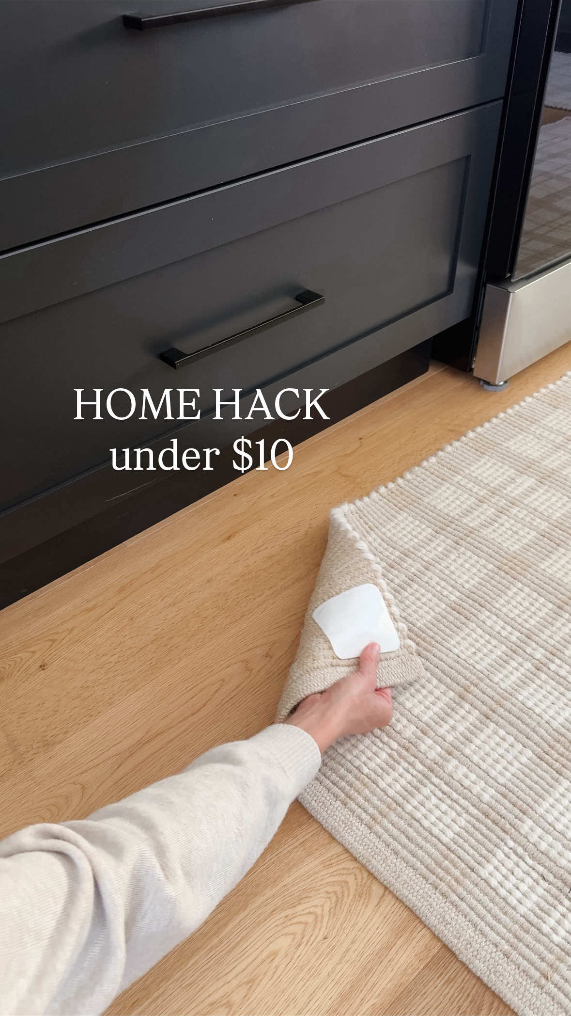 Amazon Home Hack Under $10. Linked in my Amazon Shop under HOME.  My favorite rug grippers got a makeover, they now have 2 different kinds of adhesive (one side for your floor and one side for your rug) and they are under $10! #homehack #ruggrippers #amazonhome #amazonmusthaves #amazondeals 