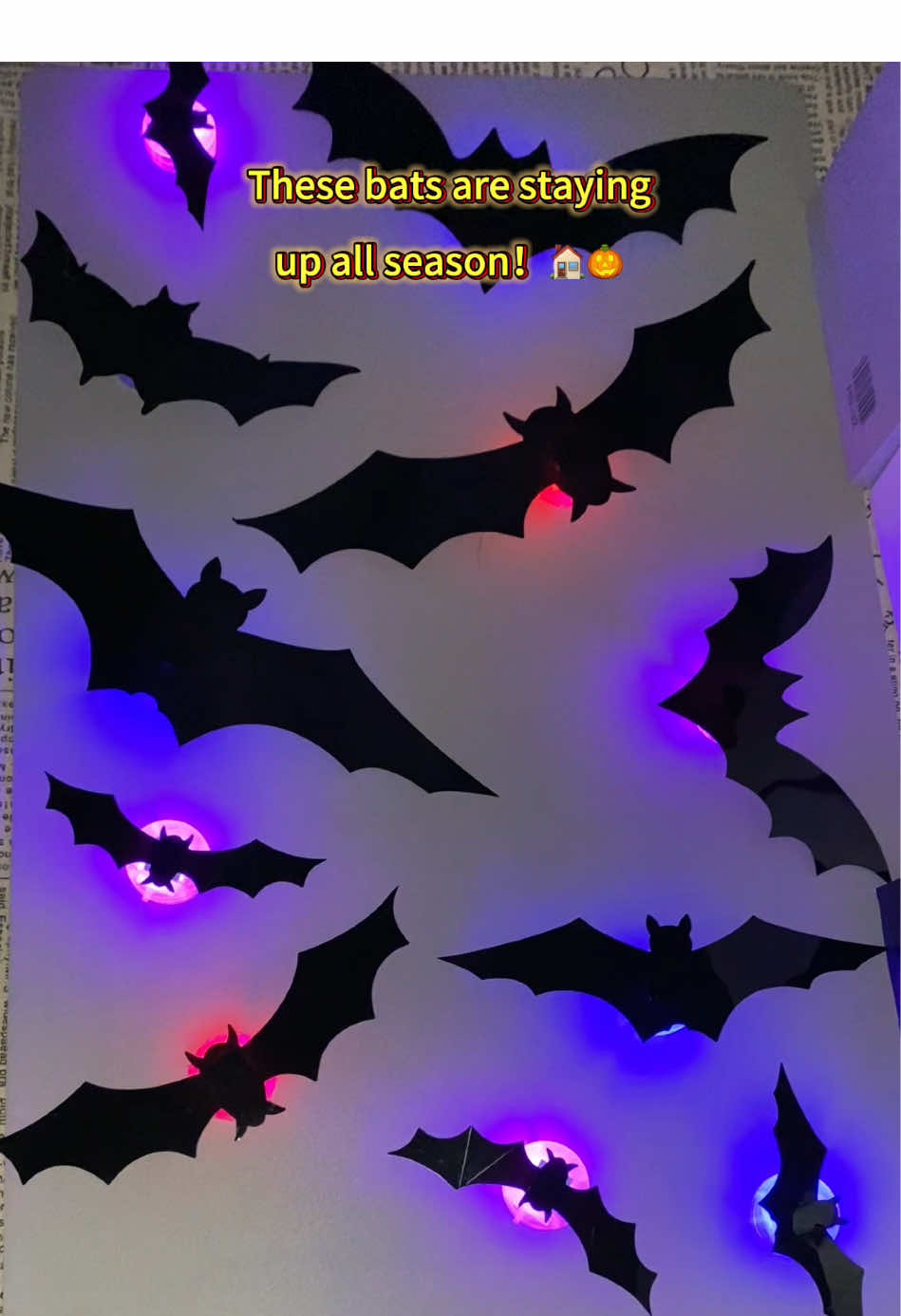 Started decorating for Halloween... and it’s still 100+ days away  👀These 3D LED bat stickers are so fun and easy to put up — they last for weeks and totally set the vibe. If you love getting festive early like me, this one’s a must-have🦇🎃✨!  #halloweendecor #halloweenready #earlydecorating #homedecorideas #spookyseason #tiktokfinds #leddecor #batlights #funhalloween #festivevibes #halloween2025 #halloweenvibes #homediy #tiktokshopsummerturnup #spotlightfinds