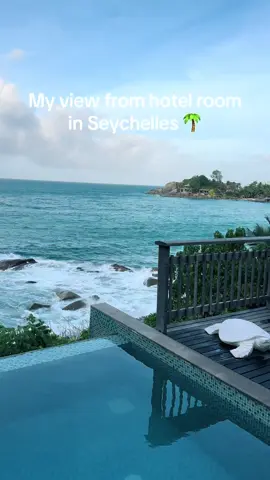 Hotels in Seychelles really have the best views! 🌴🩵🥥   #seychelles #mahe #travelgirl #hotelroom #traveltok 