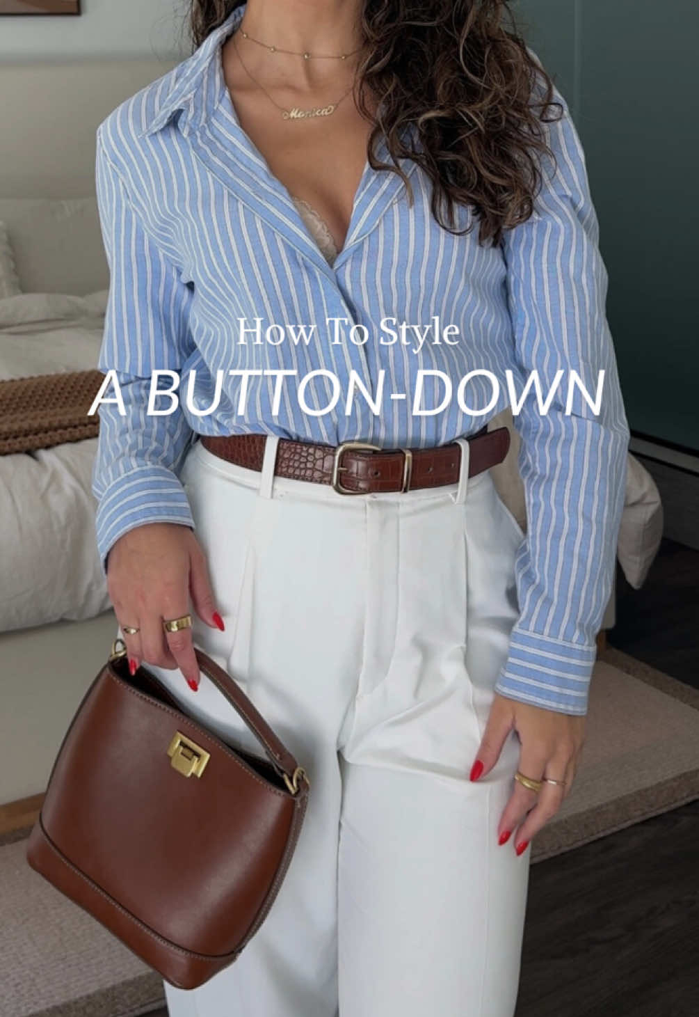Turn ugly business casual slacks and a button down into a summer chic outfit ☀️ I always thought my body type didn’t flatter this look but it turns out all I needed was to define my waist and make some slight adjustments!  Give this a try and let me know if it works for you! ❤️ #howtostyle #summeroutfits2025 #summerstyle2025 #buttondownshirt #howtowearslacks #summeroutfitideas 