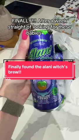 After a week straight of looking, we found the witch’a brew!! 💚🖤 so happy!  #trending #fyp #alani #alaninutrition #witchesbrew #alaniwitchesbrew #halloween #halloweendrinks #alaninuenergy 