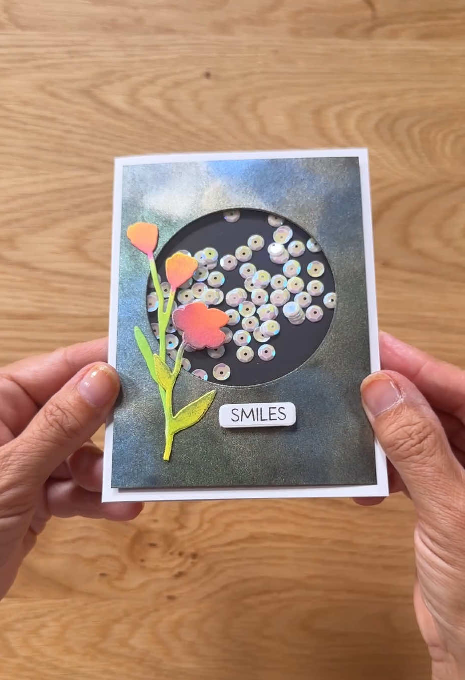 A lovely shaker card using our interference inks and our wildflowers dies, what do you think? 🥰 #asmr #fyp #lisahortoncrafts #cardmaking #craft #DIY 