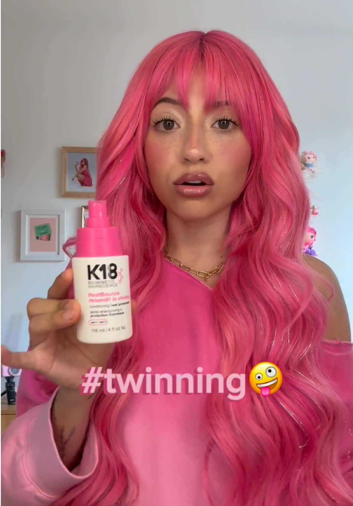 @K18 Hair HeatBounce saves my pink sparkly inches every time 💅🏽✨💘 available at @sephora #k18results #k18partner