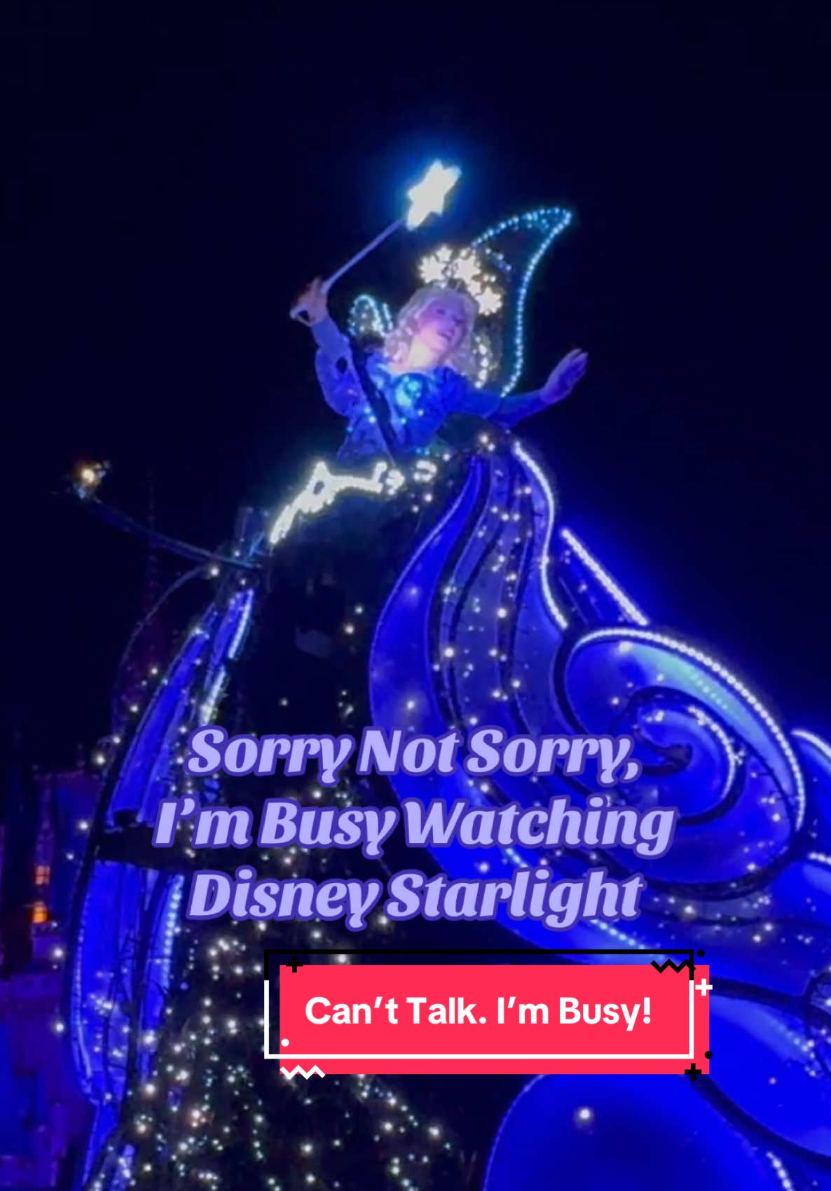 Sorry, busy watching @Disney Parks newest parade!  I am sooo happy to have a nighttime parade at Magic Kingdom again! Disney Starlight: Dream the Night Away is the perfect combination of Classic Disney stories and Modern Disney stories. I love the entire parade, but The Blue Fairy and Whimsy the Train are my absolute favorite parts!! ✨✨ Have you seen the new parade yet? #disneystarlight #disneyparade #dreamthenightaway #makeawish  #bluefairy #magickingdom #disneyparks #waltdisneyworld 