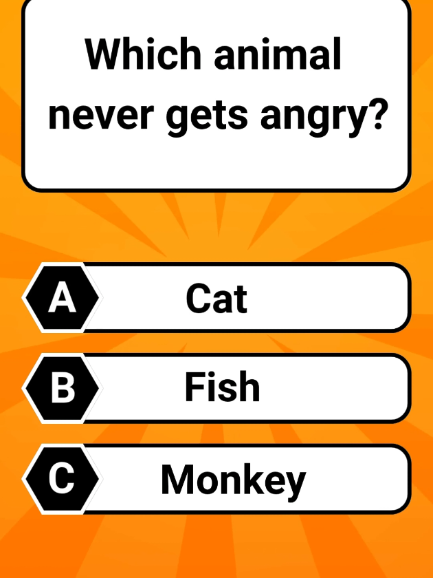 Which animal never gets angry? #AnimalFacts #QuizTime #FunTrivia #LearnWithFun #fyp 