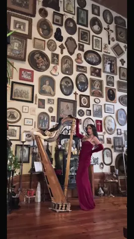 Serpent Charmer #witchtok #imgboa #boaaddicts #theenchantedchurch #realwitchtok #beautiful #paranormal #hauntedplaces #snakesoftiktok #cherrybomb #runaways #victoriandecor #serpent #harp #haunted #gothic #reddress #@lenstapkids 