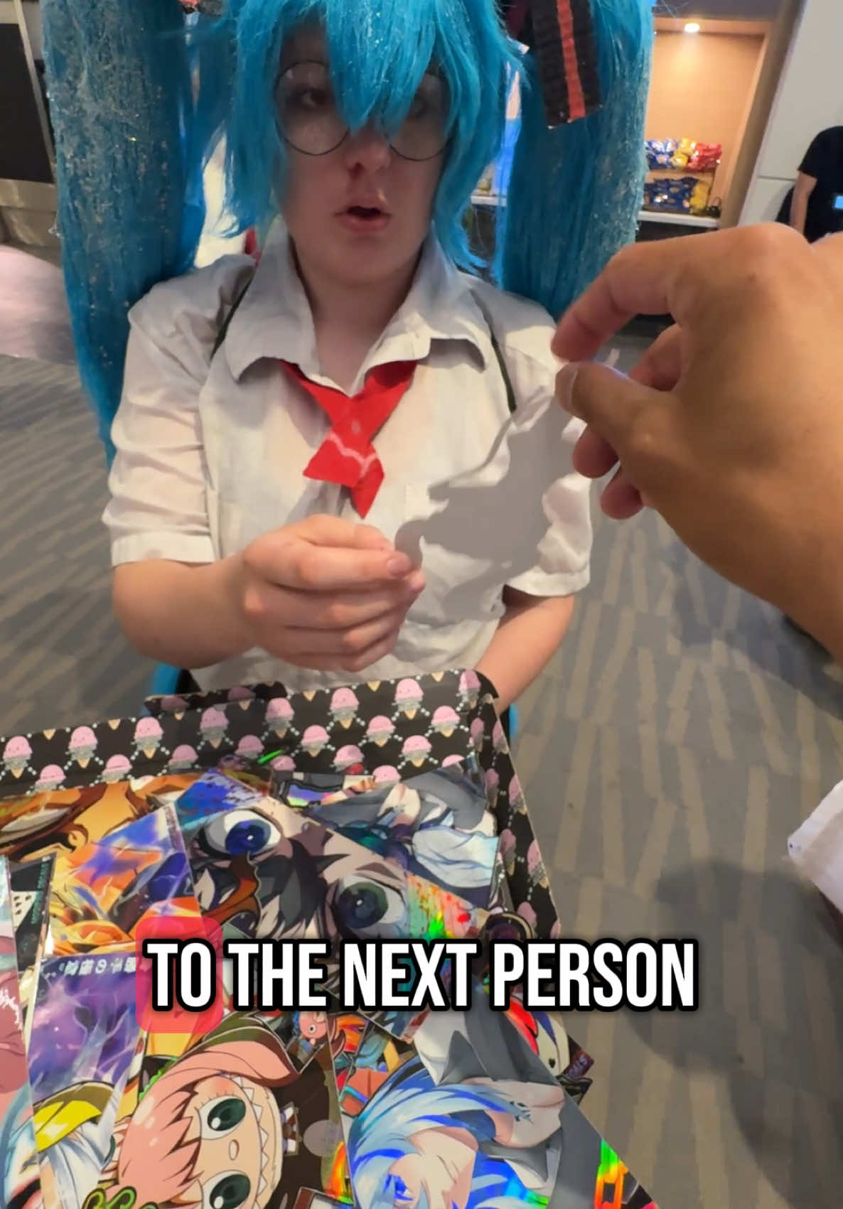 Miku seemed really excited about the sticker! I’m so happy she took it 🥰🩵 And Tanjiro? He knew exactly what he wanted. Glad he grabbed one too haha 🫶💚 #animecommunity #animecosplay #cosplayer #animeconvention #miku #mikuhatsune #animetiktok #tiktokshopbacktoschool 