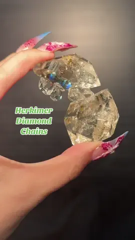 Who’s been wanting a Herkimer chain? This Friday is your chance to snag one under 1k 🙀 our life this weekend will feature gem Show finds from France and New York but we are calling this table France part two see you all at 5 PM PST don’t be late. #fyp #herkimerdiamond #herkimerchain #gemshowfinds #minerallovers #highend #gemsandminerals #collectorpiece 