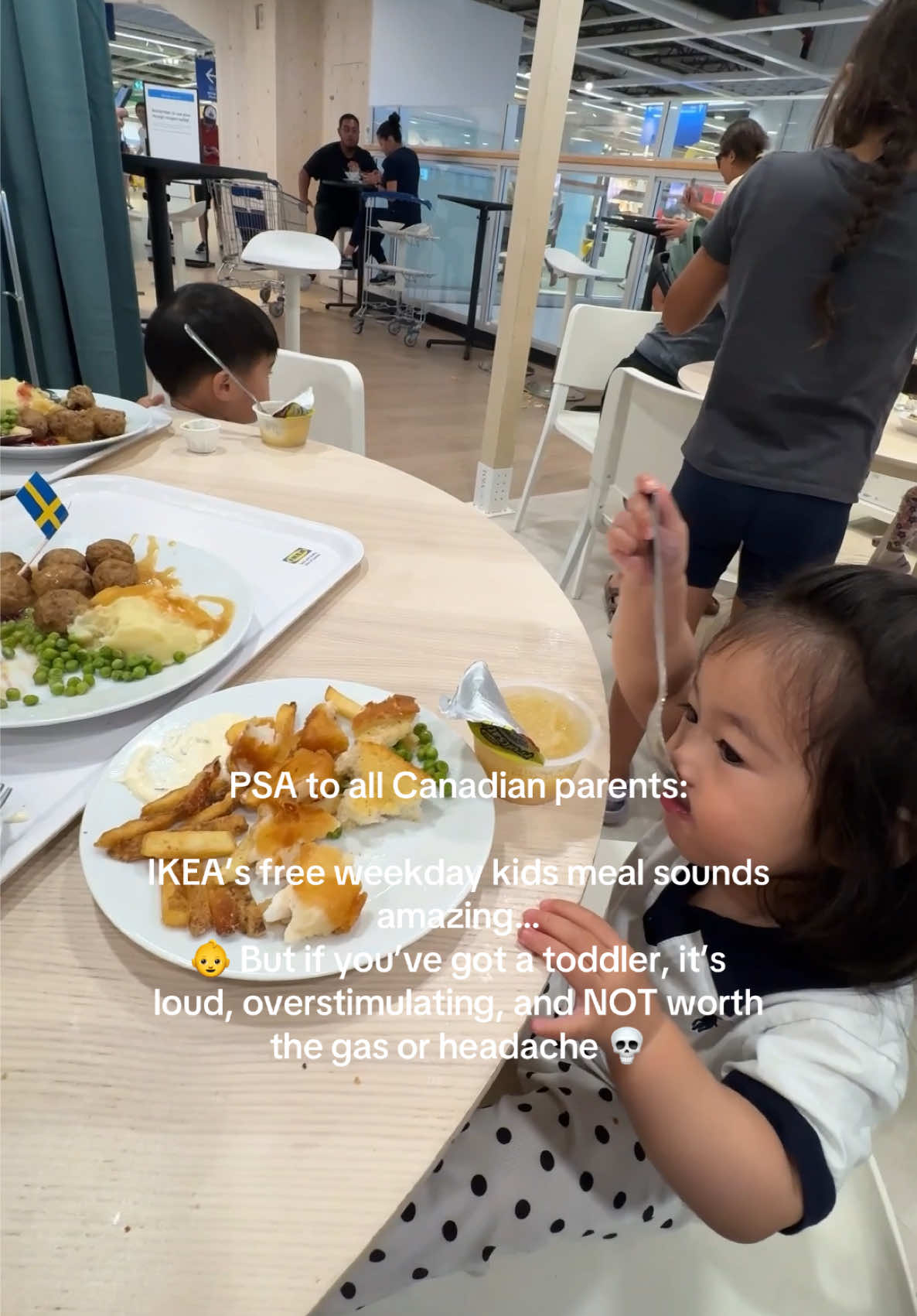 @IKEACanada free kids meal promo = parent trap 😩 No one warned me how chaotic it gets during weekday lunch 🫠 #MomLifeCanada #IKEAReview #ParentPSA #ToddlerMeals #TorontoMom #VancouverMom #CanadaMom  