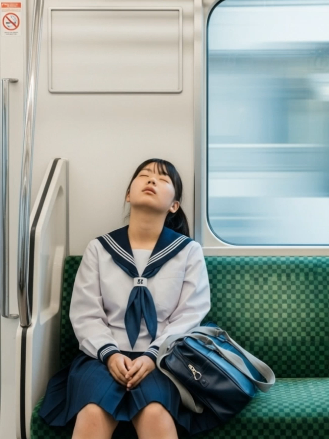 上を向いて寝てしまうタイプの女の子は好きですか？ #かわいい女の子  #可愛い女の子 #jkの素敵な思い出  #セーラー服  #電車 #電車あるある #日常の風景