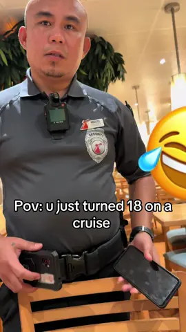 He felt dumb after he thought i was 17 because yesterday he tried to fine me #carnivalcruise #security #curfew #viral #fyp #vacationvibes #birthday 