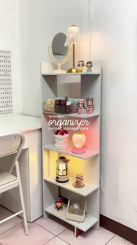 ganda talaga nitong space saver wooden corner storage organizer 🌟 #organizer #storagerack #storageorganizer #woodenorganizer #bookshelf #deskorganization #organizewithme #cabinet #drawerorganization 