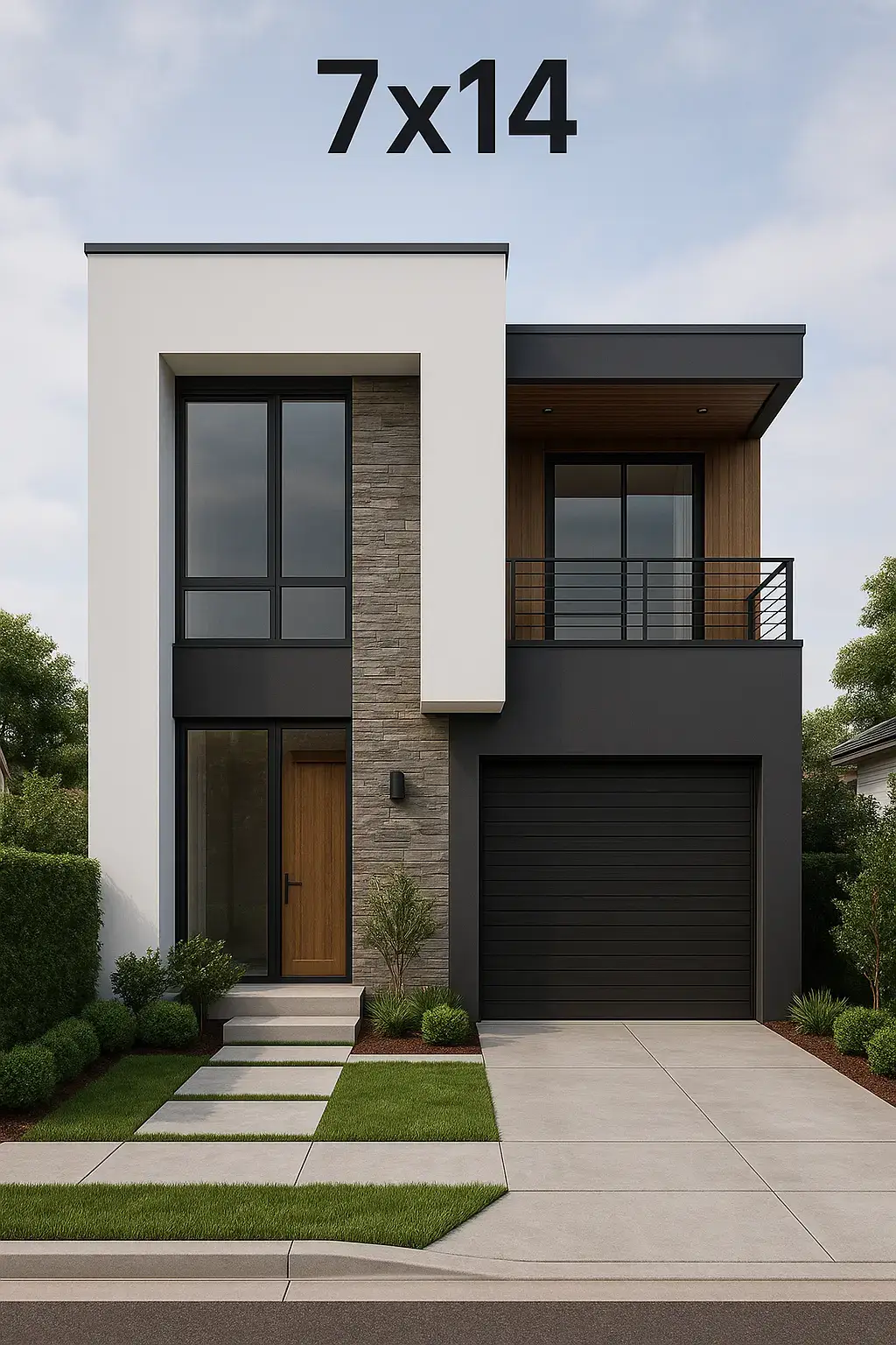 Rumah modern minimalis ukuran 7x14 meter lantai 2 dengan denah