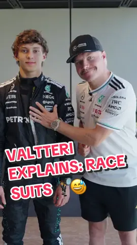 Professor Bottas explains race suits, ft a special guest! 🤩 #f1 #formula1 #mercedesf1 #valtteribottas #explainer #LearnOnTikTok #kimiantonelli 