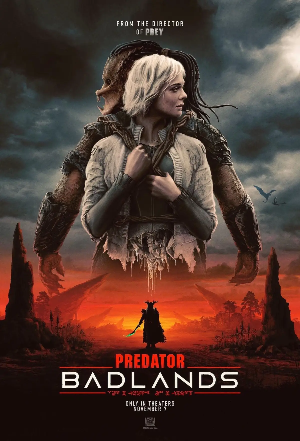 Coming out of the Hall H panel at San Diego Comic-Con, an exclusive new poster of Predator: Badlands. Experience the film in theaters NOVEMBER 7