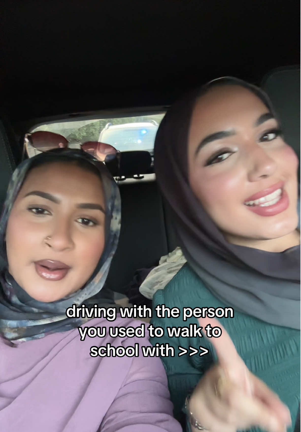 JUMPSCARE AT THE END🤣 @Khadz we’ve come so far🥹🫶🏼 #bestfriend #carpoolkaraoke #trend #fyp #sainlevant #arabicsong #ArabTikTok #hijabi 