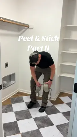 She said she was gonna lay the checkerboard floor… …but she’s also 9 months pregnant, so here I am — back in the knee pads, laying tile over the LVP I just installed. #checkeredfloor #diyhusband #pregnantwife #husbandduties #flooringagain #renovationreality #peelandsticktile #marriedlife #nestingmode