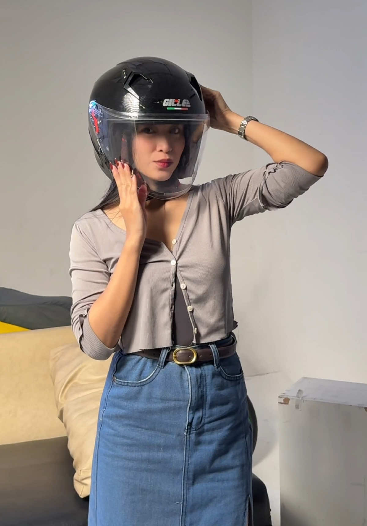 GILLE GVR 172 V1 HALF FACE DUAL VISOR PLAIN COLOR MOTORCYCLE HELMET✨ #hnjhelmet #halffacehelmet #motorcycle 