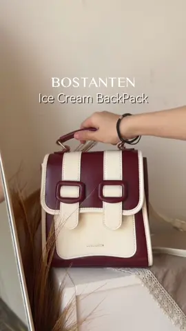 #IceCreamBackpack in detail 🍦 Minimal look, maximum function. ⭐️ — Dari luar keliatan cute, tapi dalamnya muat banyak banget! Perfect buat hangout, kampus, or even light travel 💼 Hari ini launching, plus ada Rp20.000 off! So don’t miss out 🔥🤩 #Bostanten #FYP #OOTD #TasSelempang #TasWanita  #Backpack #NewArrivals 