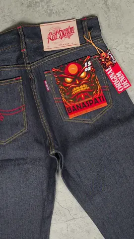RED DENIM BANASPATI 15Oz - Sanforized Denim, Accent selvedge, Red Line, Deep Indigo Original #promoseruweekend #tiktokshopindonesia #rawdenimindonesia #denim #celanadenim #lokalpride #fypシ 