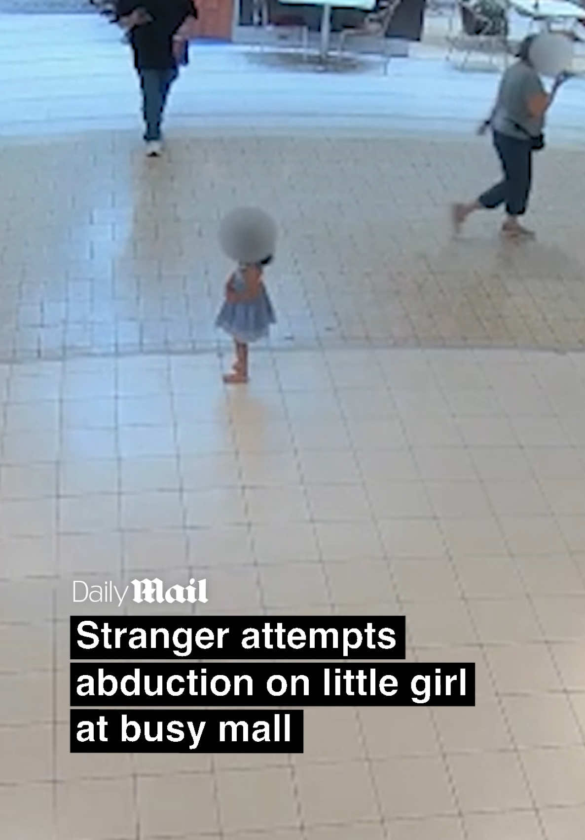 A stranger was caught on camera abducting a three-year-old girl while inside a shopping mall. A man followed her from the play area while on his phone. He bent down to pick up the toddler before he quickly made his way into the store. The girl's father realized his daughter was missing and called his wife, who was inside the store. Court records seen by NBC say the woman then spotted the man carrying her daughter and confronted him, they managed to get their daughter back safely. Fairfax County Police later identified the man as Andres Caceres Jaldin, 26, and charged him with abduction of a minor and grand larceny. #girl #mall #scary #man #kidnapp #stolen #abduction #shocking 