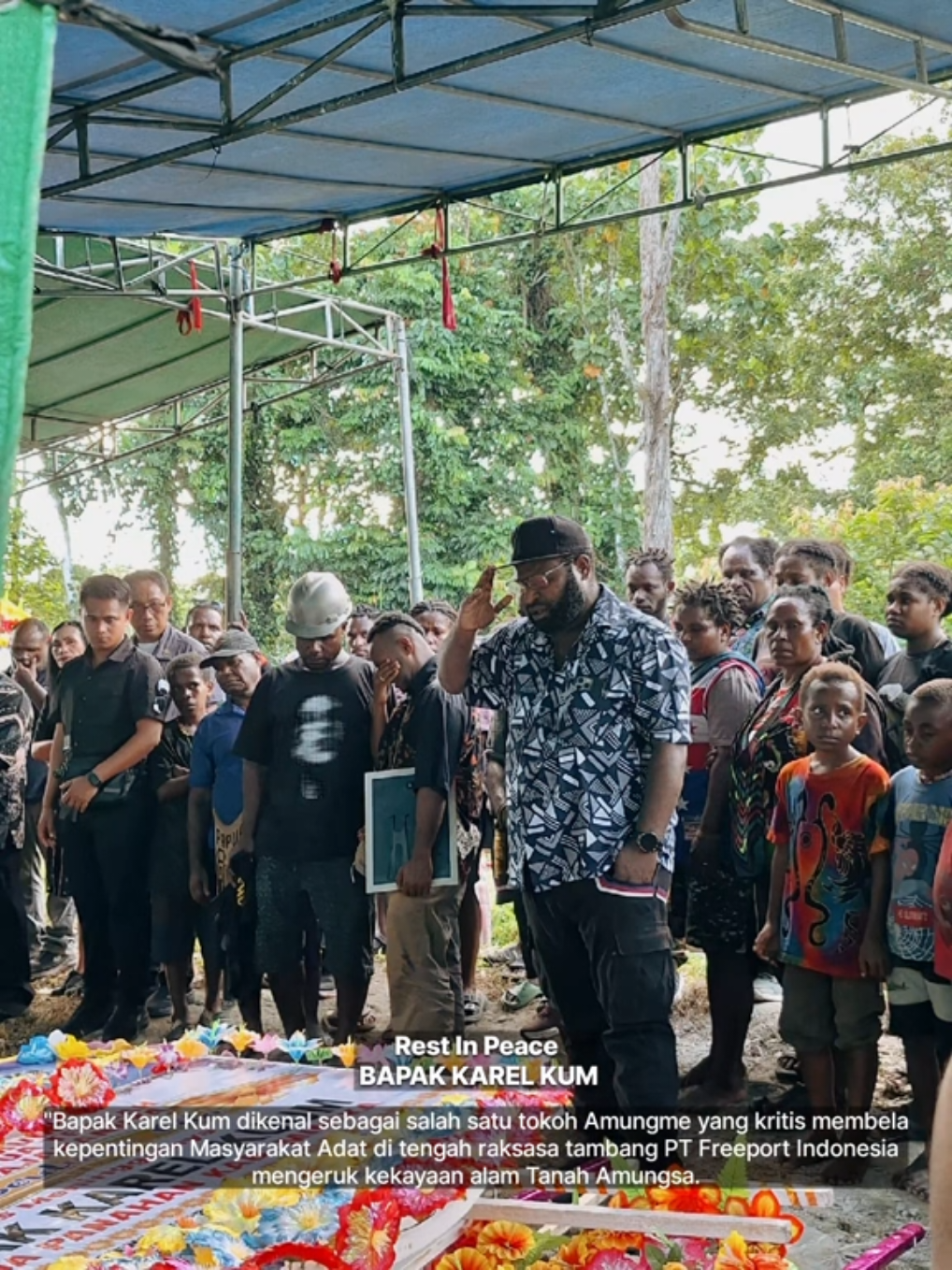 Selamat jalan Bapak Karel Kum💔🕊 _  Karel Kum dikenal sebagai salah satu tokoh Amungme yang kritis membela kepentingan masyarakat adat di tengah raksasa tambang PT Freeport Indonesia mengeruk kekayaan alam di Tanah Amungsa. #westpapua #fyp #papuapride #timikapapua #fyp #papua 