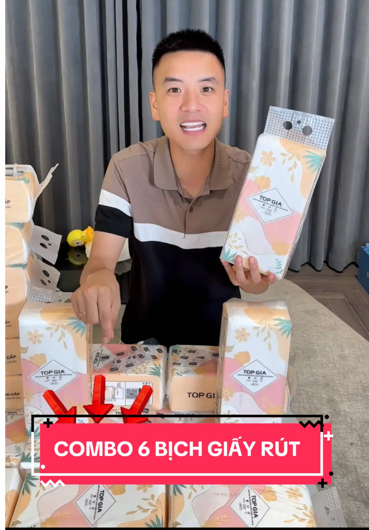 Combo 6 bịch giấy rút Topgia phiên bản mới, hôm nay em xin được deal giá tốt, bác nào cần bấm mua ngay ạ