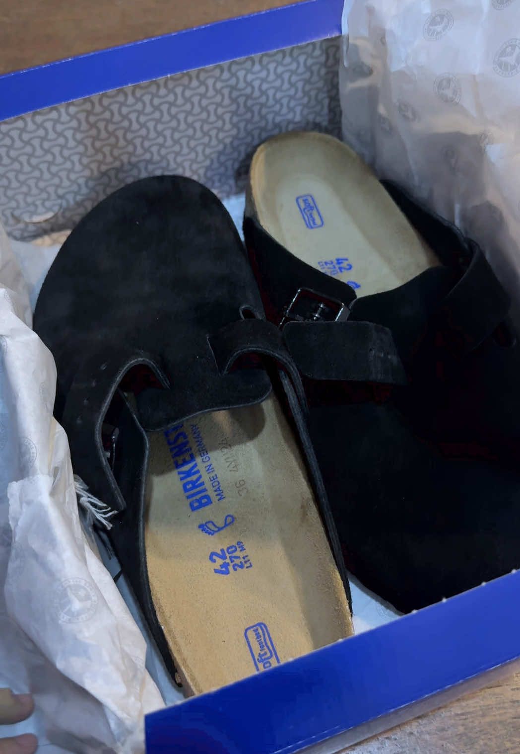 Unboxing boston ~แพ้ของดำ😎🖤 #boston #birkenstocks #birkenstock #birkenstockboston 