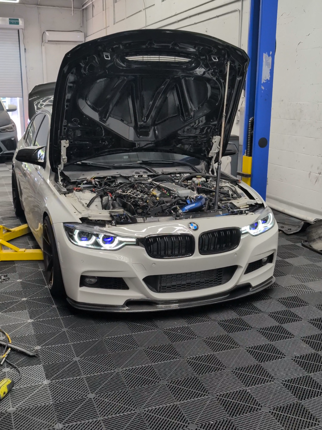 Sleeper but not really 🫣 Bottom mount big turbo kit - @doc_race Intake manifold - @csf_radiators Headlights - @vehiclevirals Shop BMW mods at vehiclevirals.com . #f30 #b58 #340i #bmw340i 