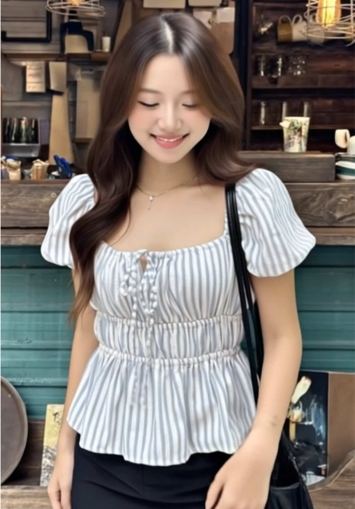 Áo babydoll linen kiểu xinh tay phồng . 